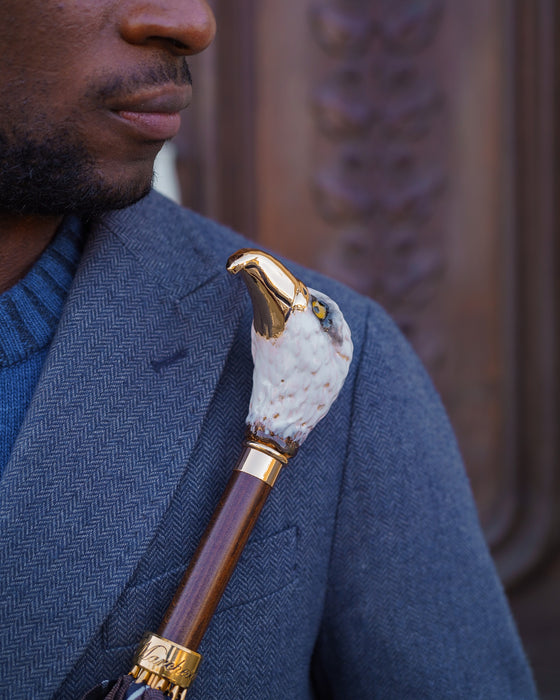 Luxurious Handmade Umbrella with 24K Goldplated Enameled Eagle Handle