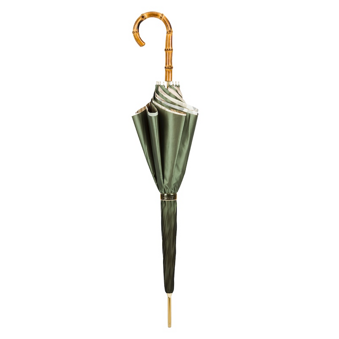 Elegant Design Green Umbrella for Women with Bamboo Handle