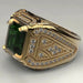 Vintage Golden Ring with Green Gemstone & Crystal Accents