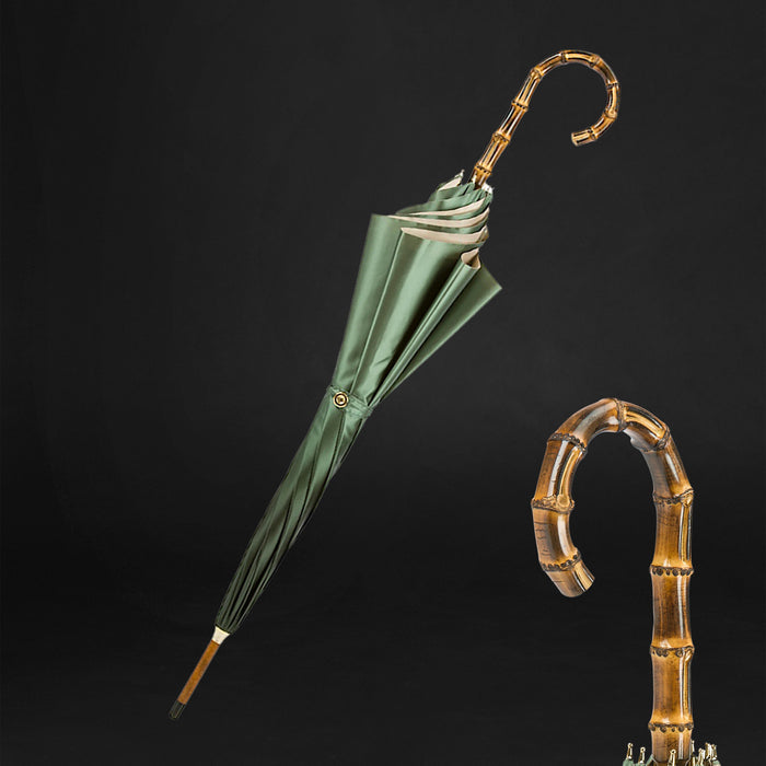 Bamboo Handle Olive Green Bridles Umbrella