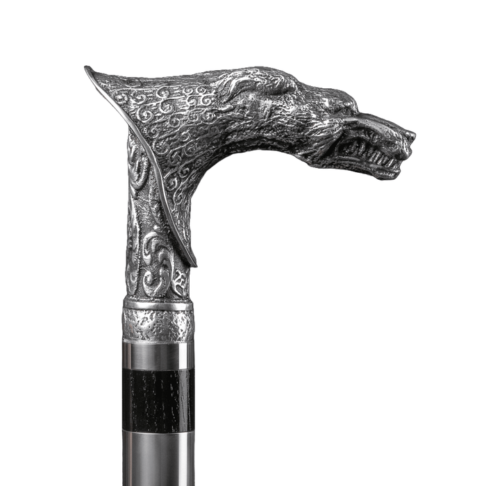 Wolf Cane Silver Сeltic Style, Metal Handle