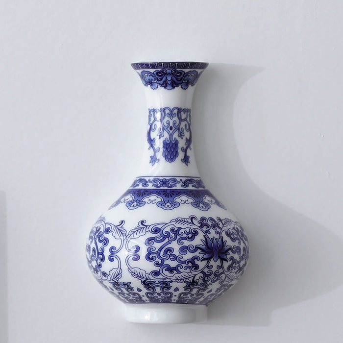 Antique Porcelain Flower Wall Hanging Vase