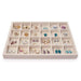  Linen tray for jewelry display with 24 compartments