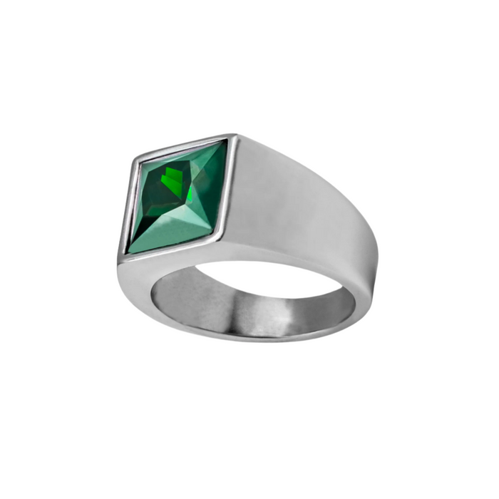 Silver Green Brazilian Stone Signet Ring