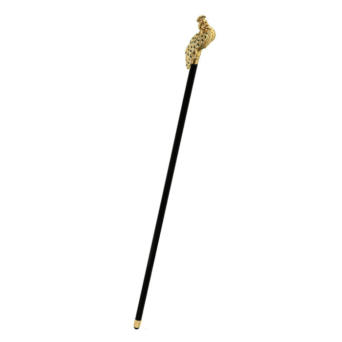 Peacock Handle Cane with Emerald Swarovski Elements