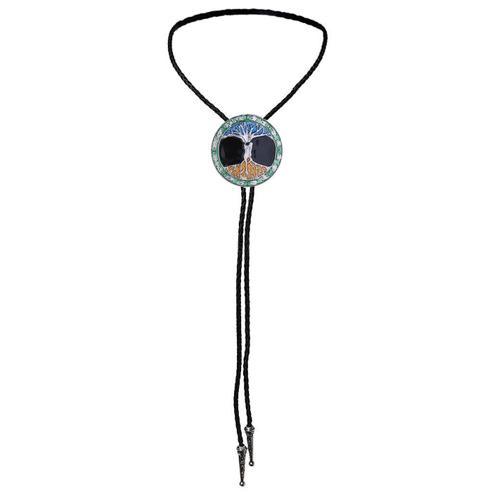 Tree of Life Pattern Bolo Necklace Black Western Bolo Tie