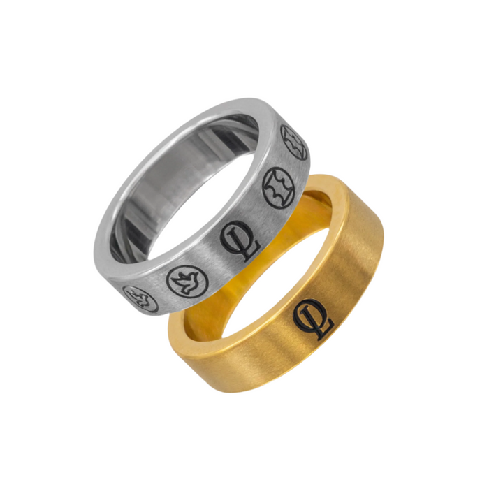 Silver & Gold Pair Of Freedom Band Rings