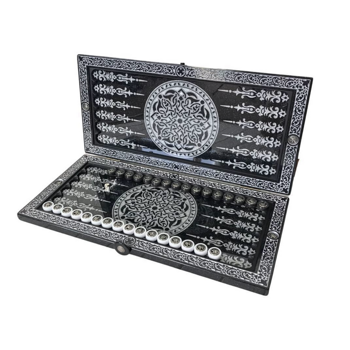 Sophisticated acrylic stone backgammon set