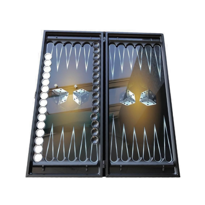 Deluxe wood chess set and glass backgammon