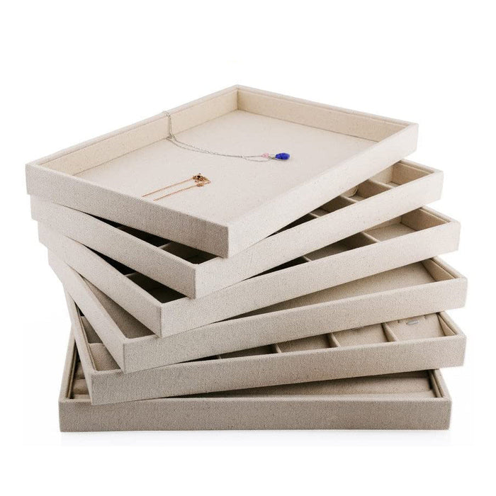 Linen tray for pendant necklace storage with 24 compartments