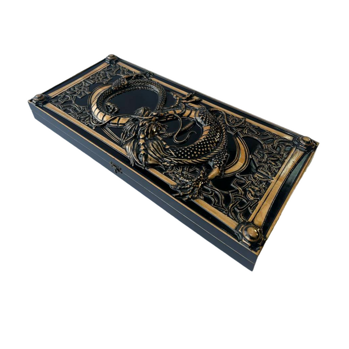 Unique limited edition travel backgammon set with dragon design