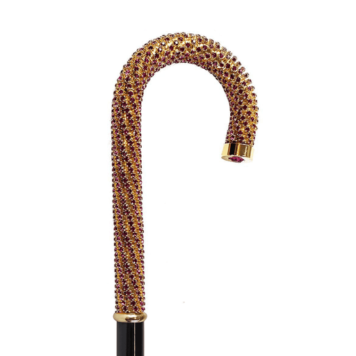 Unique Design Luxury Walking Cane with Fuchsia Crystals