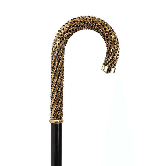 Luxury Walking Stick Encrusted with Hundreds Black Crystals