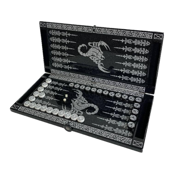 Luxury black acrylic stone backgammon set