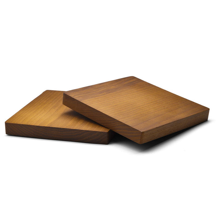 Square wood tray for showcasing rings