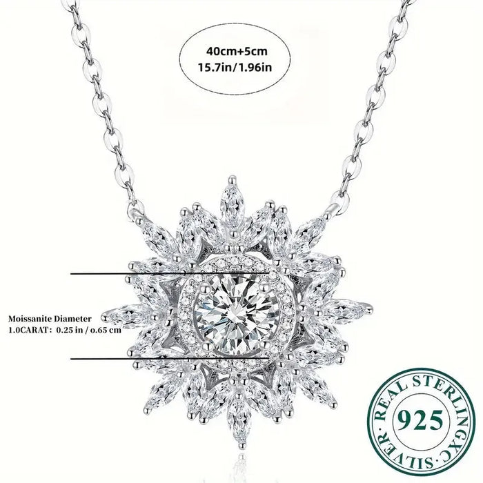 Elegant 925 Sterling Silver Necklace with Moissanite Gemstone