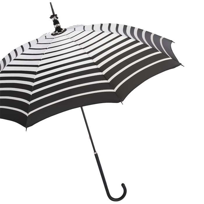B&W Stripe Rainproof Elegant Manual Opening Parasol