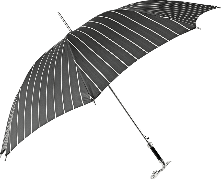 Luxury Gents Black Pinstripe Umbrella with Jaguar Handle - Artynov | Unique Handmade Accessories