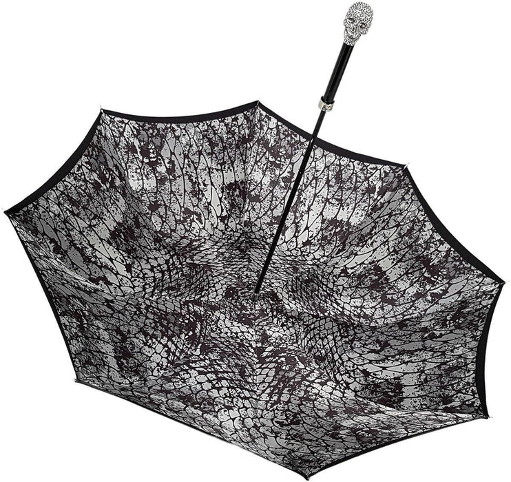 Amazin Lux Silver Swarovski Skull Umbrella - Double Cloth - Artynov | Unique Handmade Accessories