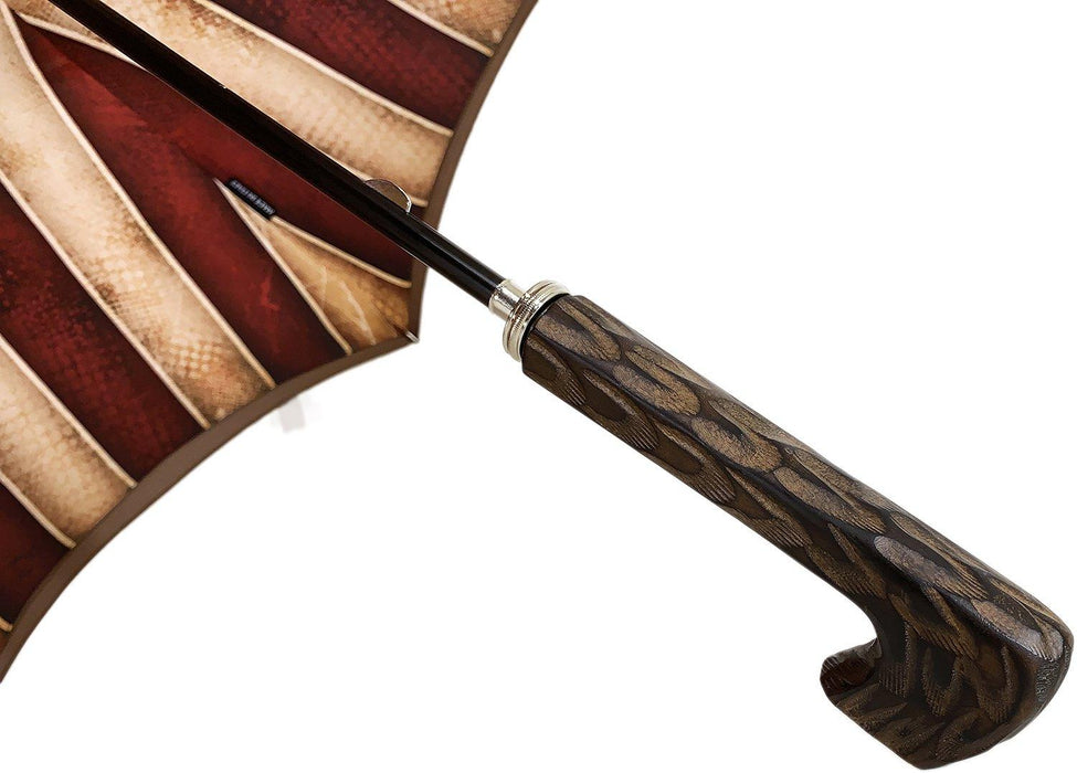 Tobacco Handmade Men's Umbrella - Striped Red And Cream - Artynov | Unique Handmade Accessories