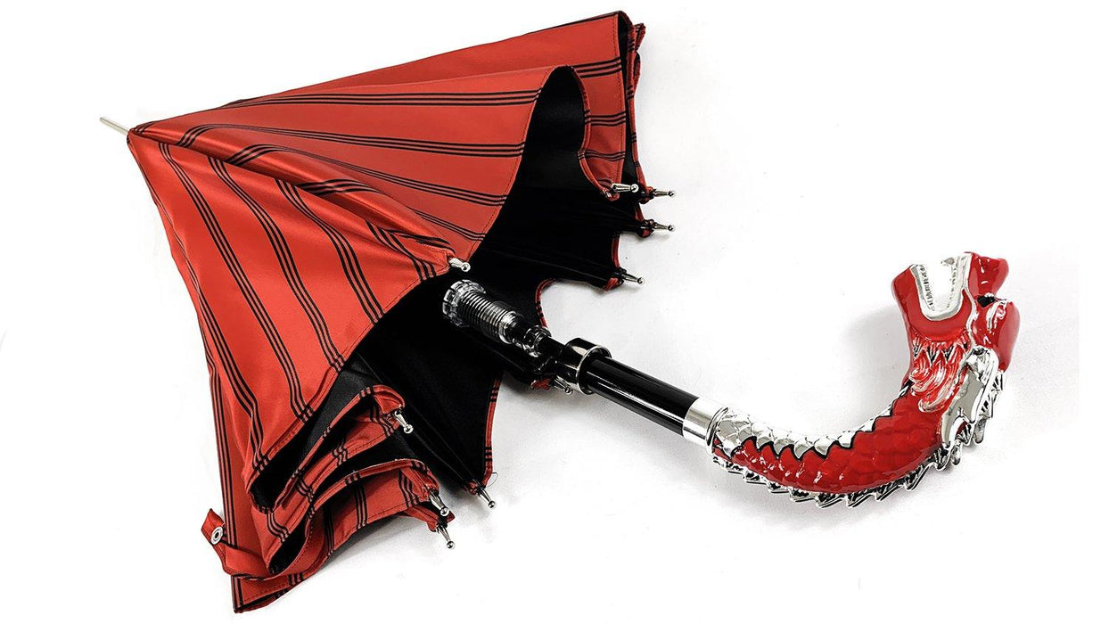 Wonderful umbrella with hand painted and silverplated 925 Dragon - Artynov | Unique Handmade Accessories