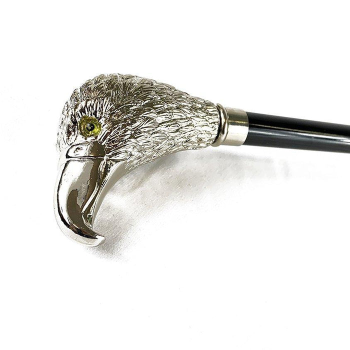 Unique Elegant Men's Umbrella Featuring a Silver-Plated Hawk Handle