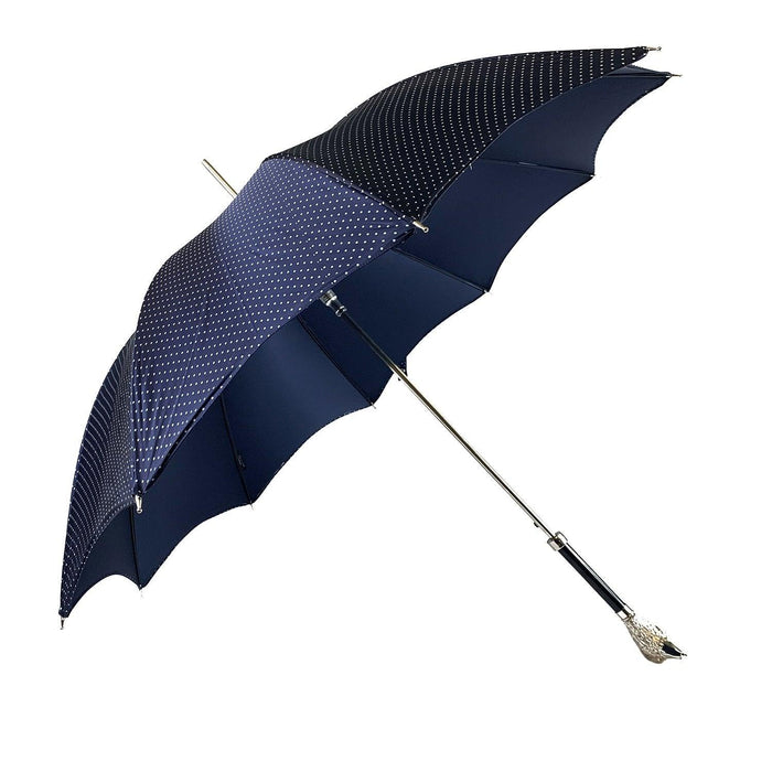 Unique Elegant Men's Umbrella Featuring a Silver-Plated Hawk Handle