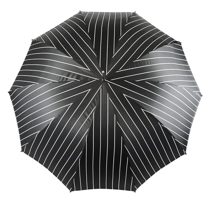 Stylish Smoke Gray Umbrella with Classic White Stripes