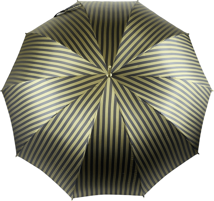 Luxury Men's Pinstripe Umbrella with Gold-Plated Jaguar Handle