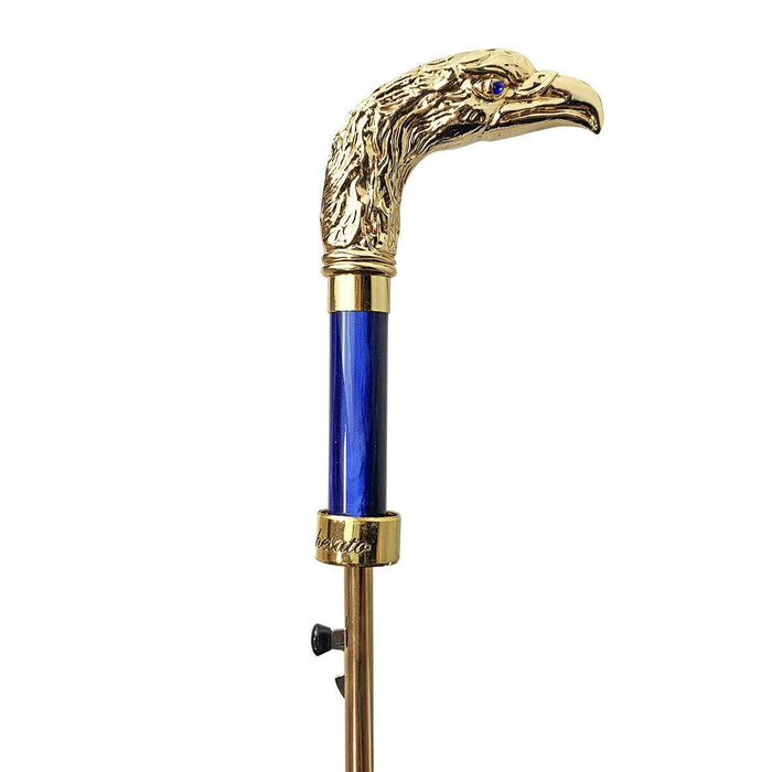 Elegant Blue Umbrella with 24K Gold-Plated Eagle Handle