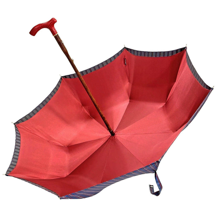 Handmade Red Leather Handle Elegant Burgundy Umbrella