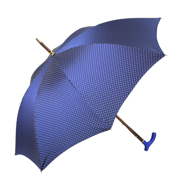 Elegant Umbrella with Blue Leather Handle and Beechwood Shaft - Artynov | Unique Handmade Accessories