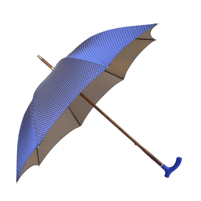 Elegant Umbrella with Blue Leather Handle and Beechwood Shaft - Artynov | Unique Handmade Accessories