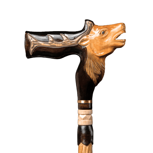 Red Deer Hand Carved Walking Cane, Handmade Walking Sticks