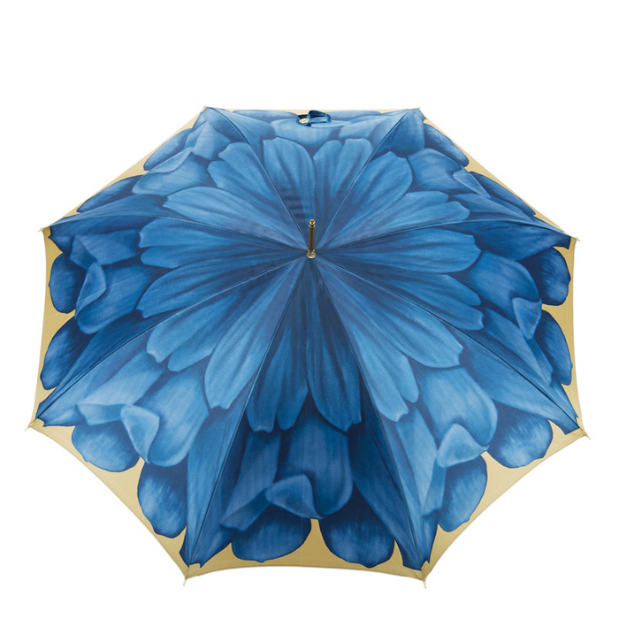 Designer Handcrafted Women Blue Dahlia Umbrella with Unique Handle