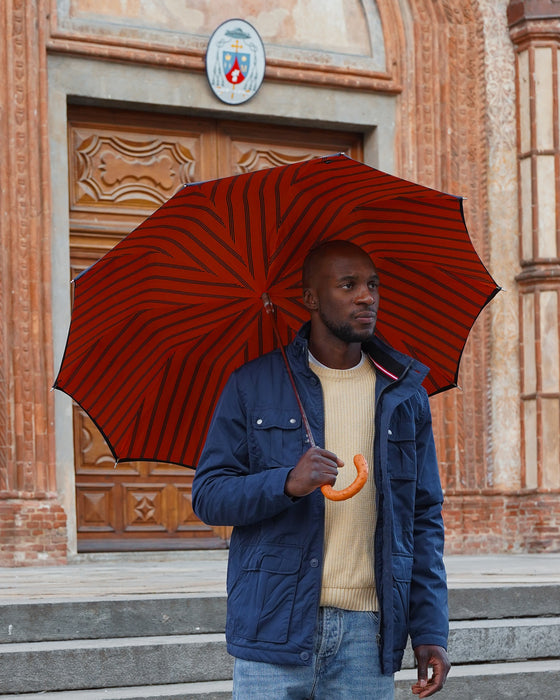 Chic Elegant Men's Umbrella with Orange Ostrich Leather Handle