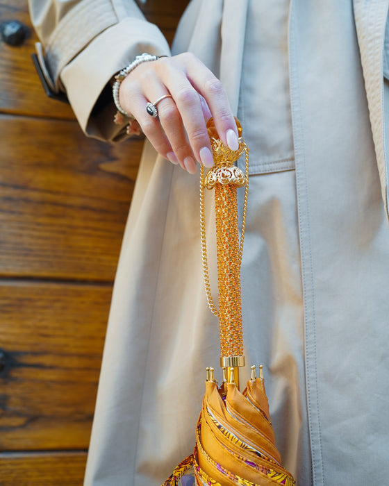 Designer Fantastic Orange Umbrella with Leopard Print