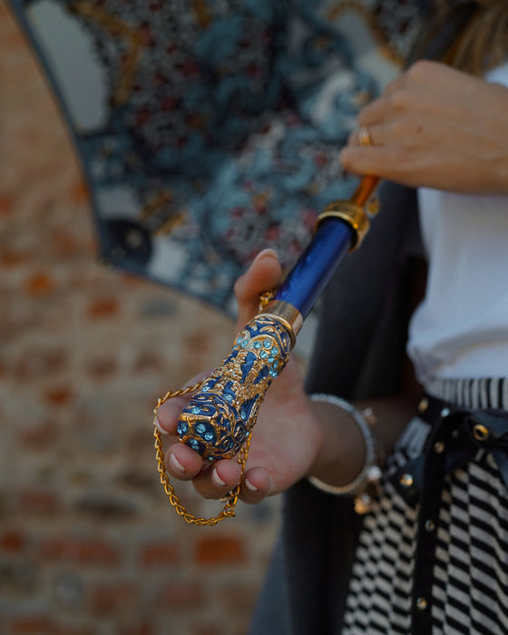 Exclusive Blue Umbrella with Turquoise Crystals