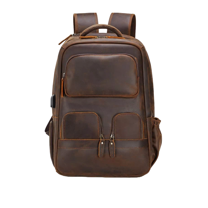 Men's Crazy Horse Leather Travel Backpack