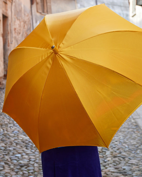 Chic Leather Handle Umbrella with Painted Canvas Fabric