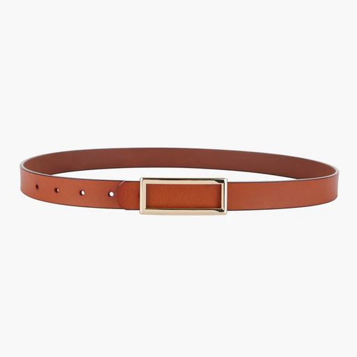 Elegant Genuine Leather Belt with Metal Buckle for Women
