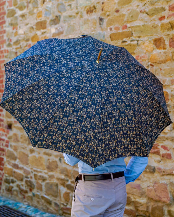 Elegant Umbrella with Leather Handle with Gold Skull