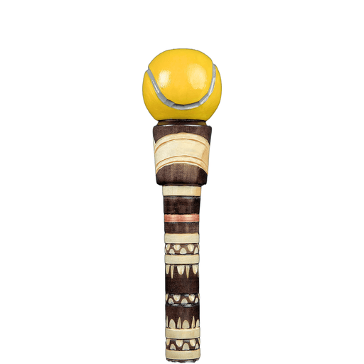 Tennis Ball Walking Cane Hand Carved, Sport Theme - Artynov | Unique Handmade Accessories