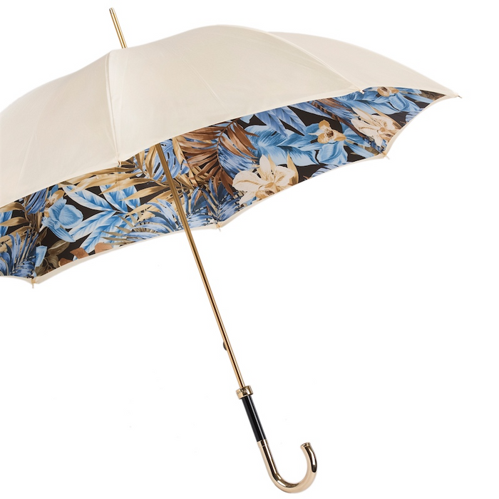 Exclusive Designer Ivory Umbrella with Flowered Interior for Women