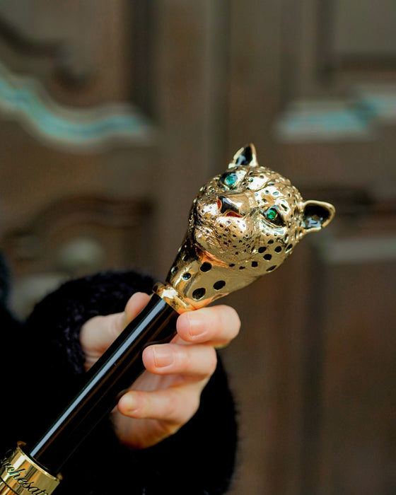 Premium Green Umbrella with Striking Leopard Jewelry Handle