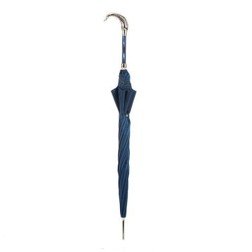 silver fish handle blue umbrella