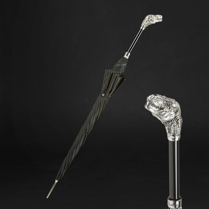 handcrafted silver T-Rex umbrella