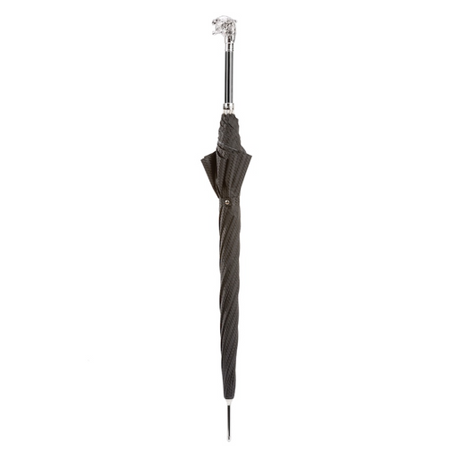 fashionable silver tiger metal handle umbrella