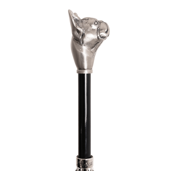 Handcrafted Designer Bulldog Handle Grey Canopy Umbrella