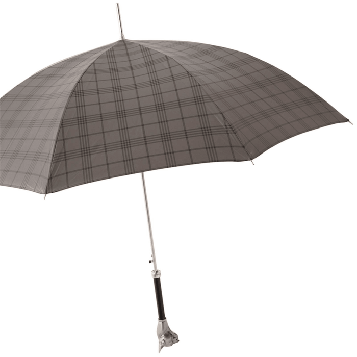 Handcrafted Designer Bulldog Handle Grey Canopy Umbrella